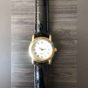 Vintage R Rosner Quartz Watch on Black Leather Strap
